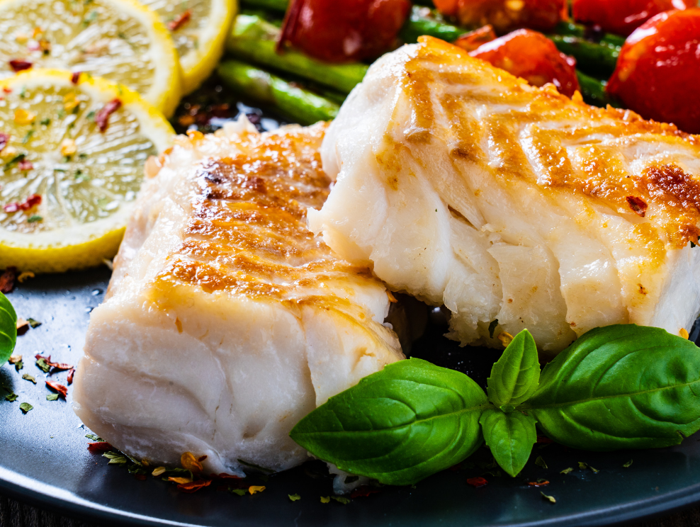Plated cod.